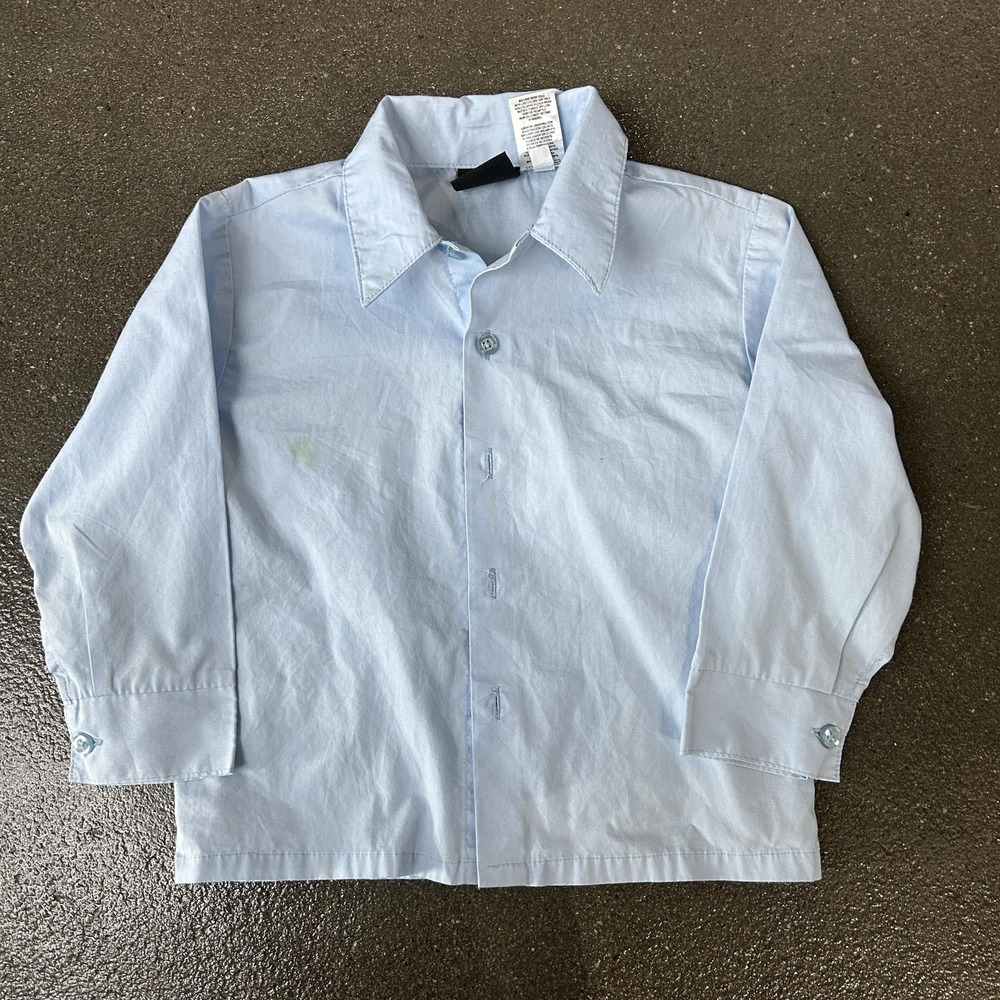 TFW Dress Shirt Boys‎ 4T Blue Long Sleeve Button Front Collared Basic Formal